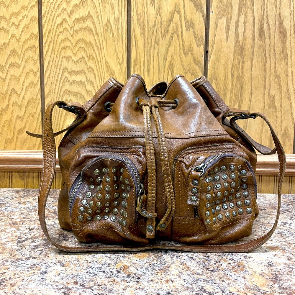 Frye Brooke Studded Drawstring Bag